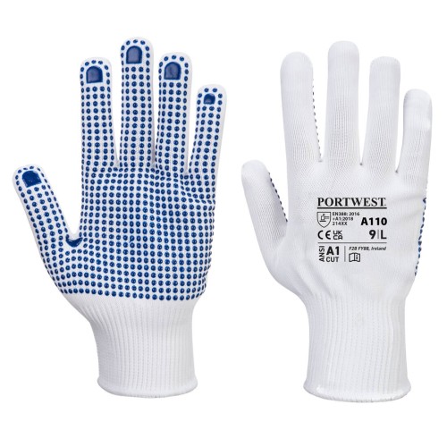 Portwest A110 Guanti Polka Dot, Bianco/Blu XXL
