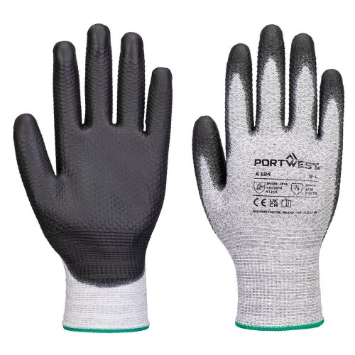 Portwest A124 Guanto Grip 13 in PU Diamond Knit (Pk12), Grigio/Nero XXXL