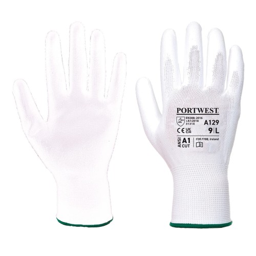 Portwest A129 Spalmatura poliuretano del palmo - Cartone completo (480), Bianco M