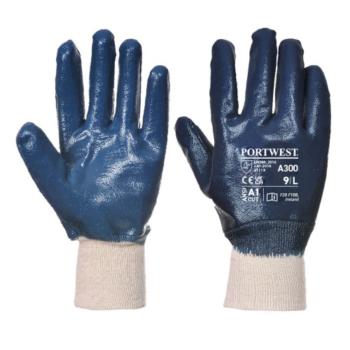 Portwest A300 Guanti con polsino elasticizzato in Nitrile, Blu navy M