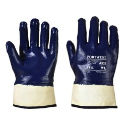 Portwest A302 Guanto NBR completamente ricoperto con manichetta , Blu navy L