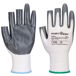 Portwest A311 Guanto Grip 13 in nitrile senza 3 dita (Pk12), Bianco/Grigio L