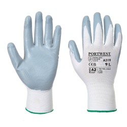 Portwest A319 Guanti Nitrile Flexo Grip (con sacchetto espositivo), Grigio/Bianco L