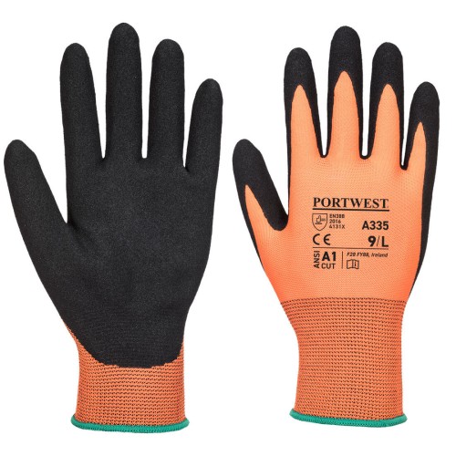 Portwest A335 Dermi-Grip NPR15 Nitrile Sandy, Arancione/Nero XL