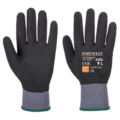 Portwest A354 Guanto DermiFlex Ultra Pro - Nitrile Sandy, Nero S