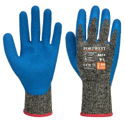 Portwest A611 Guanto anti taglio in lattice aramide HR, Nero/Blu L