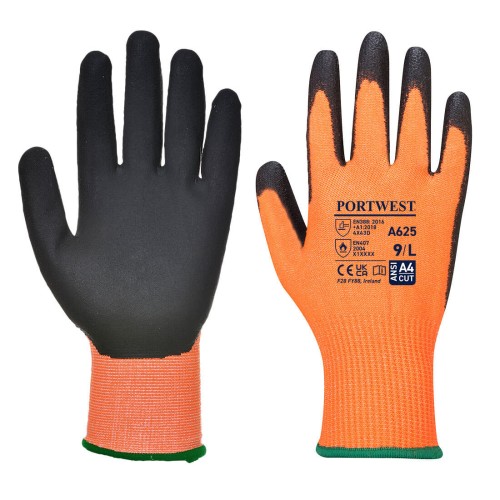Portwest A625 Guanto anti taglio Vis-Tex - PU, Arancione/Nero M