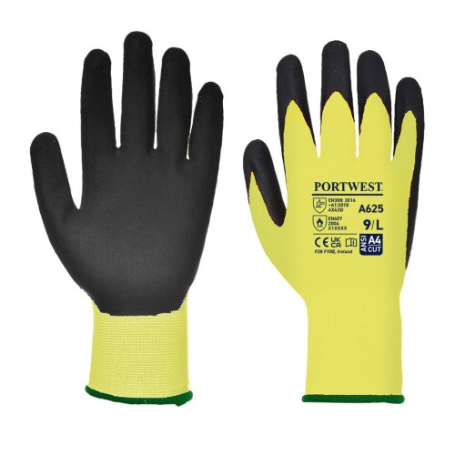 Portwest A625 Guanto anti taglio Vis-Tex - PU, Giallo/Nero M