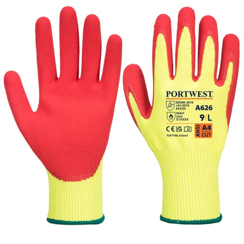 Portwest A626 Guanto anti taglio Vis-Tex HR - Nitrile, Giallo/Rosso XXXL
