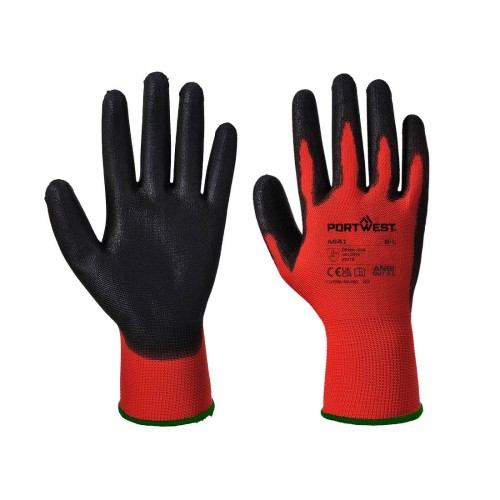 Portwest A641 Guanto PU - Rosso, Rosso/Nero M