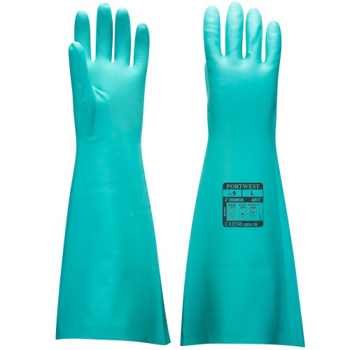 Portwest A813 Guanti protezione in nitrile lunghezza extra, Verde L