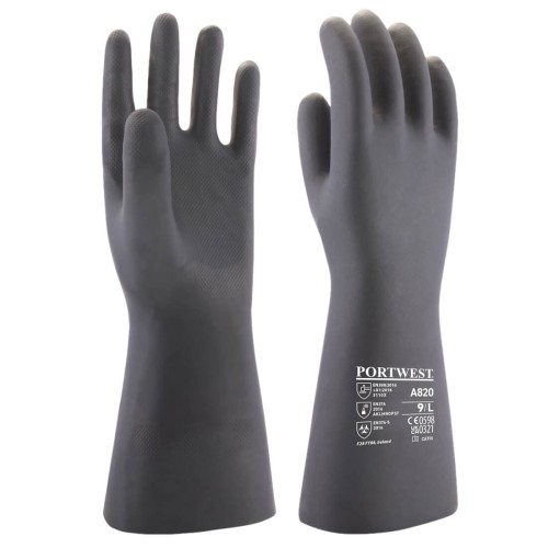 Portwest A820 Guanto chimico neoprene, Nero S