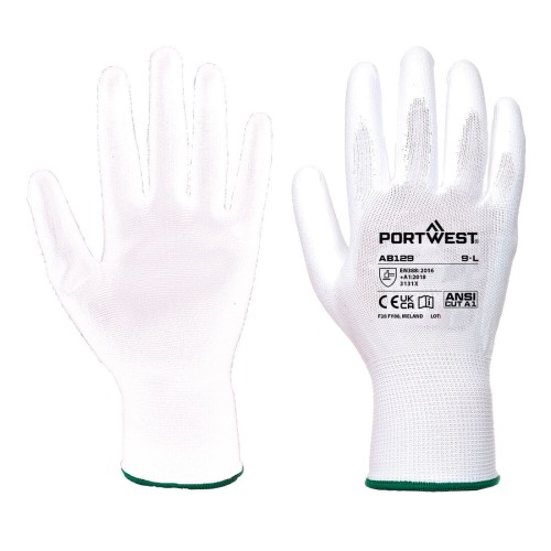 Portwest AB129 Guanto Palmo PU (288 paia), Bianco M