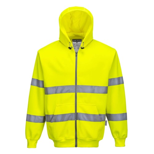 Portwest B305 Felpa con cappuccio e zip intera Hi-Vis, Giallo L