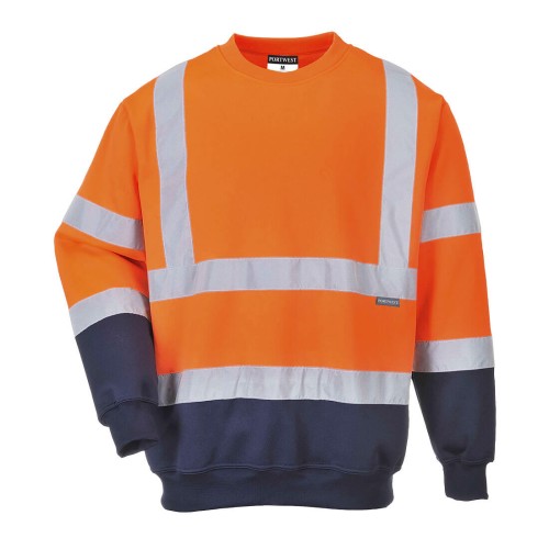 Portwest B306 Felpa Bicolore HI-Vis, Arancione/Blu navy M