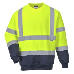 Portwest B306 Felpa Bicolore HI-Vis, Giallo/Blu navy 4XL