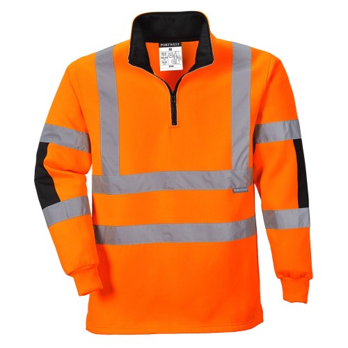 Portwest B308 Felpa Rugby Xenon Hi-Vis, Arancione XS