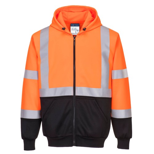 Portwest B315 Felpa Bicolore con cappuccio Hi-Vis, Arancione/Nero 5XL