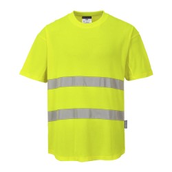 Portwest C394 T-shirt Mesh Cotton Comfort Hi-Vis, Giallo L