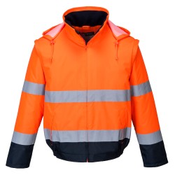 Portwest C464 Bomber Essential Hi-Vis 2 in 1, Arancione/Blu navy L