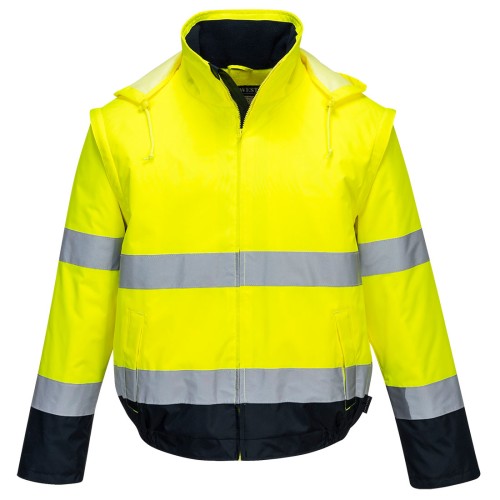 Portwest C464 Bomber Essential Hi-Vis 2 in 1, Giallo/Blu navy XL