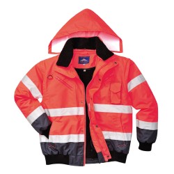 Portwest C465 Bomber Bicolore Hi-Vis, Rosso/Blu navy L