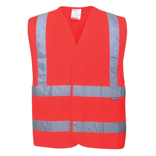 Portwest C470 Gilet una banda orizzontale e due verticali Hi-Vis, Rosso L/XL