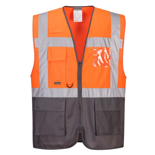 Portwest C476 Gilet Executive Varsavia, Arancione/Grigio L