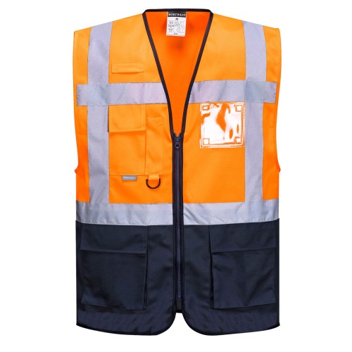 Portwest C476 Gilet Executive Varsavia, Arancione/Blu navy S