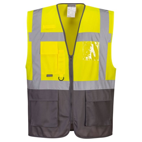 Portwest C476 Gilet Executive Varsavia, Giallo/Grigio S