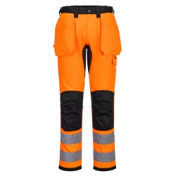 Portwest CD889 Pantaloni con tasca Holster staccabile ad alta visibilità WX2 Eco, Arancione/Nero 28