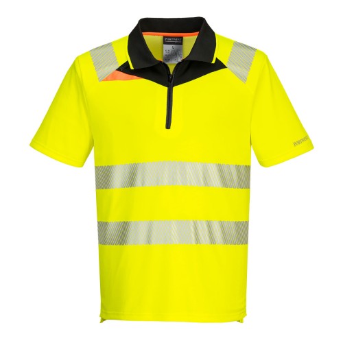 Portwest DX412 Polo alta visibilità DX4 S/S, Giallo/Nero L