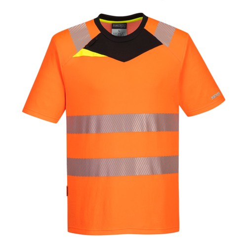 Portwest DX413 T-shirt alta visibilità DX4 S/S, Arancione/Nero M