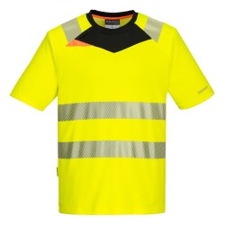 Portwest DX413 T-shirt alta visibilità DX4 S/S, Giallo/Nero 4XL