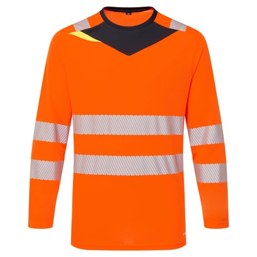 Portwest DX416 DX4 Hi-Vis T-shirt L/S, Arancione/Nero XXXL