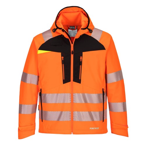 Portwest DX475 Softshell ad Alta Visibilità DX4 (3 Strati), Arancione/Nero 5XL