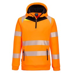 Portwest DX482 DX4 Felpa con cappuccio Hi-Vis 1/4 Zip, Arancione/Nero 4XL