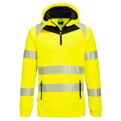 Portwest DX482 DX4 Felpa con cappuccio Hi-Vis 1/4 Zip, Giallo/Nero 4XL