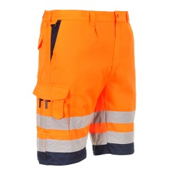 Portwest E043 Bermuda Poliestere-cotone Hi-Vis, Arancione/Blu navy L