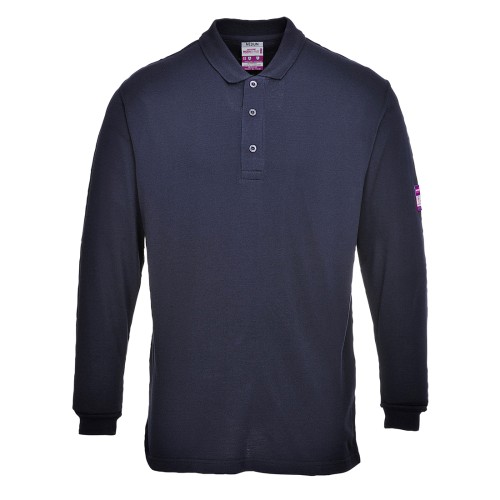 Portwest FR10 Polo manica lunga antistatica ignifuga, Blu navy 4XL