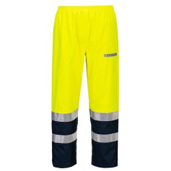 Portwest FR410 Pantalone leggero Rain+ Hi-Vis arco elettrico, Giallo/Blu navy L