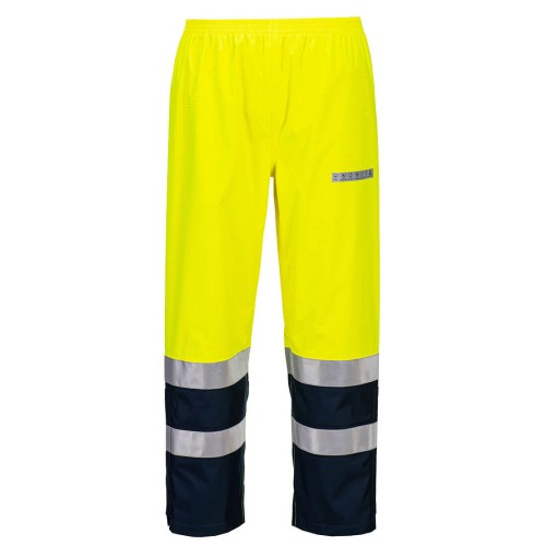 Portwest FR410 Pantalone leggero Rain+ Hi-Vis arco elettrico, Giallo/Blu navy S