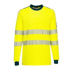 Portwest FR701 T-shirt ad alta visibilità ignifuga WX3, Giallo/Blu navy L