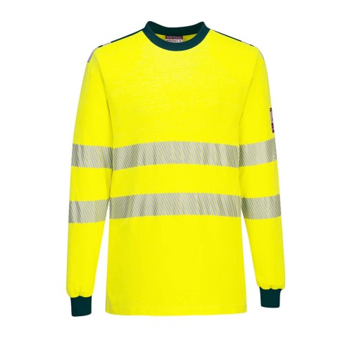 Portwest FR701 T-shirt ad alta visibilità ignifuga WX3, Giallo/Blu navy M