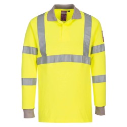 Portwest FR77 Polo manica lunga Hi-Vis ignifuga e antistatica, Giallo 4XL