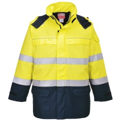 Portwest FR79 Giacca Bizflame Impermeabile multinorma Hi-Vis Arc, Giallo/Blu navy L