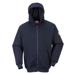 Portwest FR81 Felpa ignifuga con cappuccio e zip frontale, Blu navy 4XL