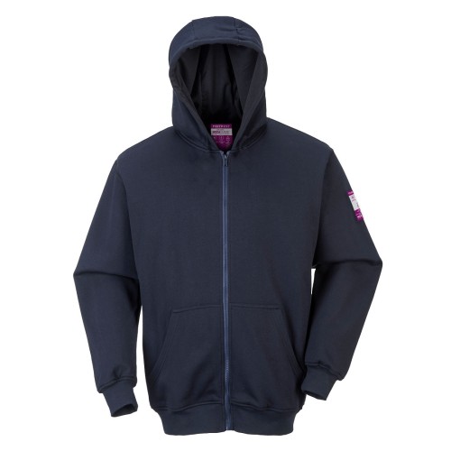Portwest FR81 Felpa ignifuga con cappuccio e zip frontale, Blu navy 4XL