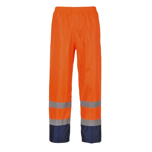 Portwest H444 Pantalone Classic Bicolore - Impermeabile Hi-Vis, Arancione/Blu navy L