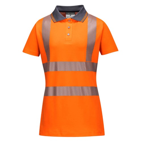 Portwest LW72 Polo Pro Donna Hi-Vis, Arancione/Grigio XXL